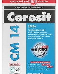 Клей Церезит CM 14 Extra для плитки и керамогранита 25 кг (48шт/п.)