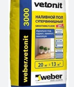 Ветонит 3000 Наливной пол финишный (20кг) (54шт/под) толщ.0-5мм на цементной основе